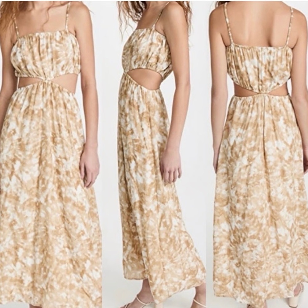Faithfull the Brand Celina midi dress in the Roos Tie Dye Stone print